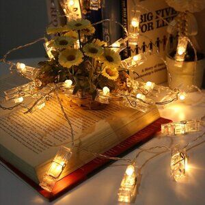 Clothespin Clips Waterproof LED String Lights [60" Battery-Powered]